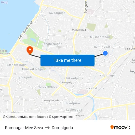 Ramnagar Mee Seva to Domalguda map