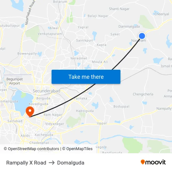 Rampally X Road to Domalguda map