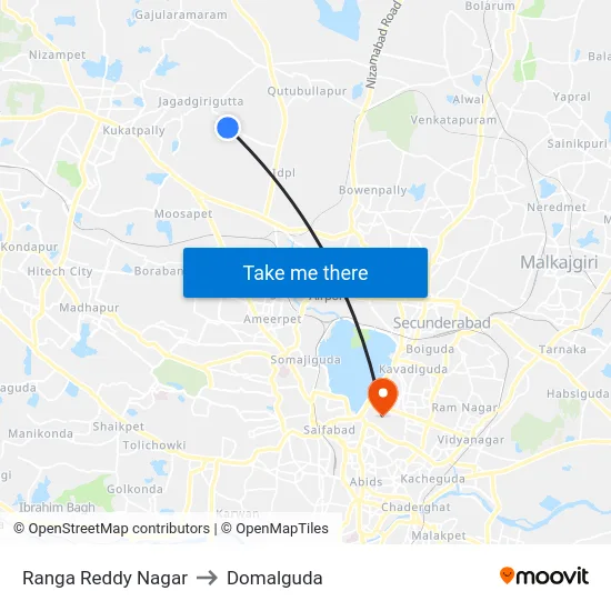 Ranga Reddy Nagar to Domalguda map