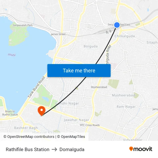 Rathifile Bus Station to Domalguda map