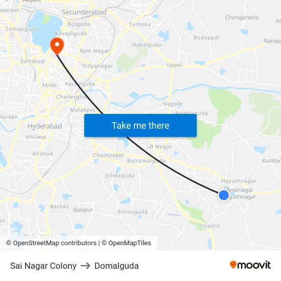 Sai Nagar Colony to Domalguda map