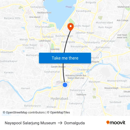 Nayapool Salarjung Museum to Domalguda map