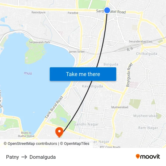 Patny to Domalguda map