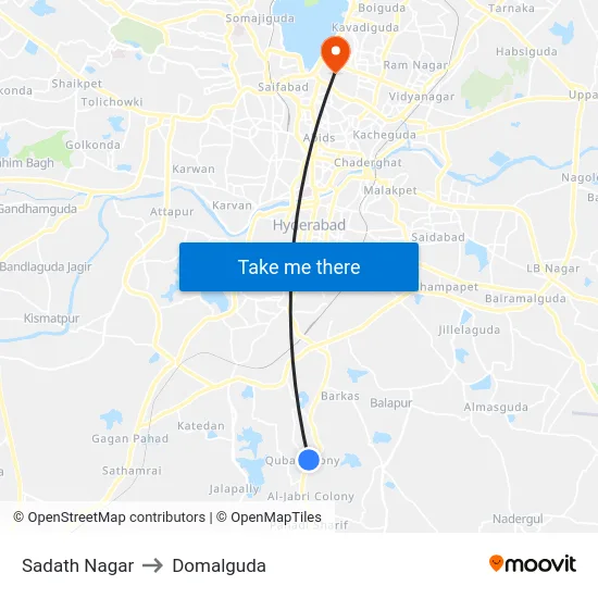 Sadath Nagar to Domalguda map
