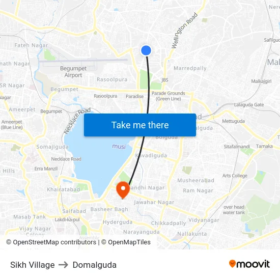 Sikh Village to Domalguda map