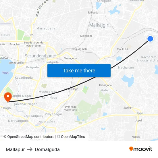Mallapur to Domalguda map