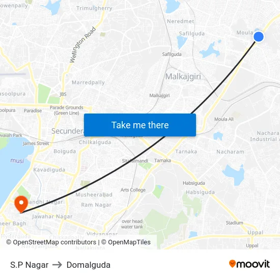 S.P Nagar to Domalguda map