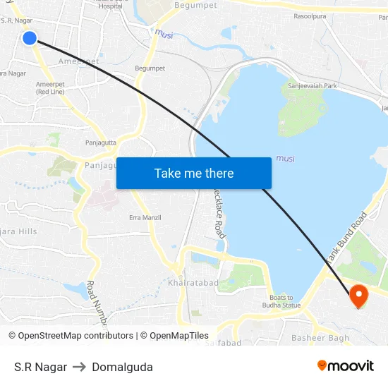 S.R Nagar to Domalguda map