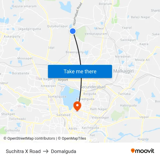Suchitra X Road to Domalguda map