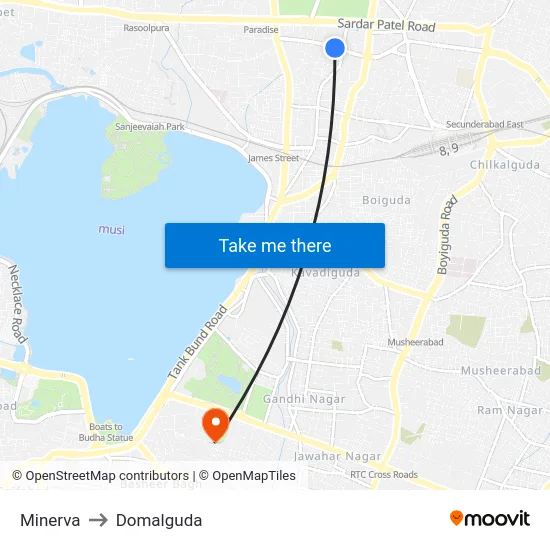 Minerva to Domalguda map