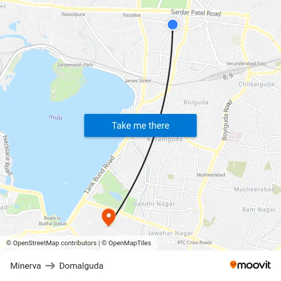 Minerva to Domalguda map