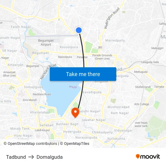 Tadbund to Domalguda map