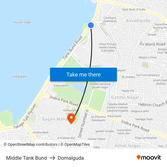 Middle Tank Bund to Domalguda map