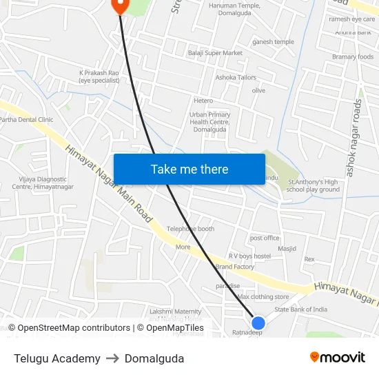 Telugu Academy to Domalguda map