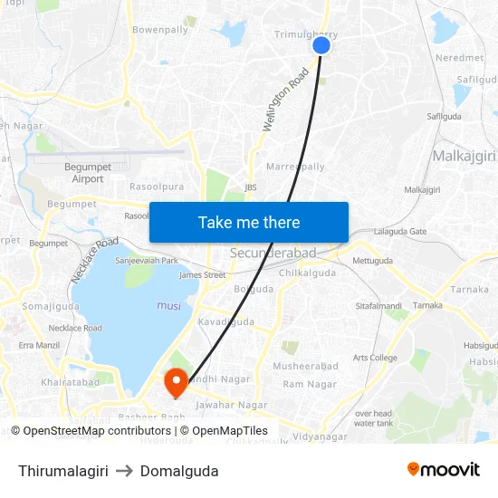 Thirumalagiri to Domalguda map
