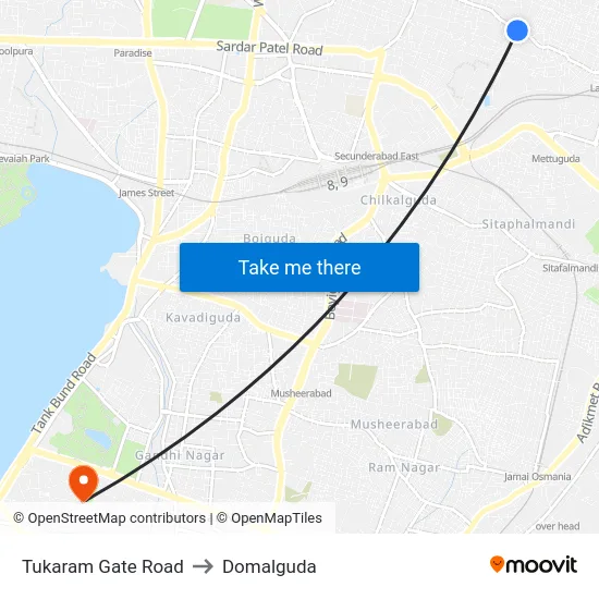 Tukaram Gate Road to Domalguda map