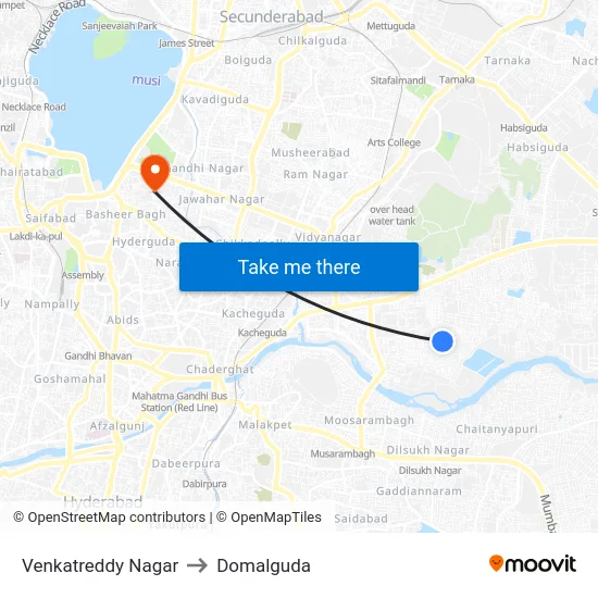 Venkatreddy Nagar to Domalguda map
