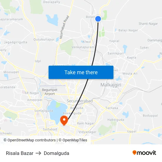 Risala Bazar to Domalguda map