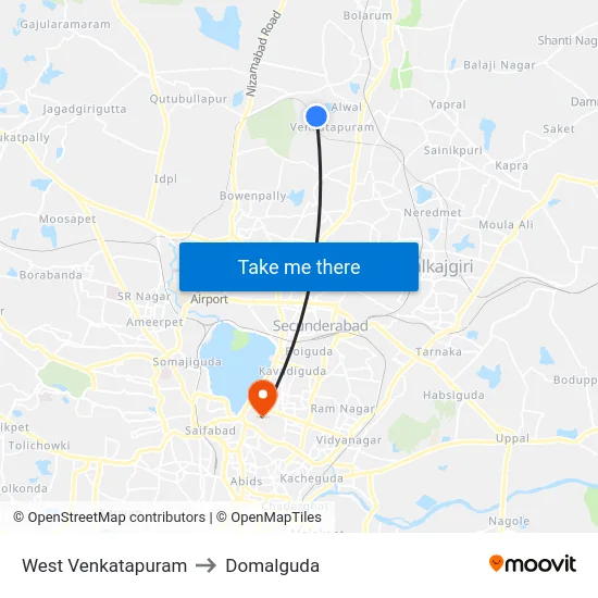 West Venkatapuram to Domalguda map
