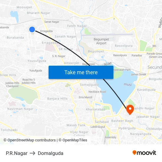 P.R.Nagar to Domalguda map
