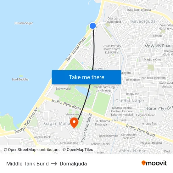 Middle Tank Bund to Domalguda map