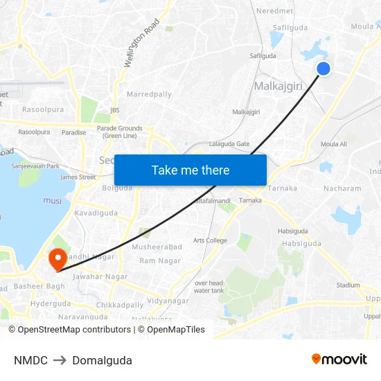 NMDC to Domalguda map