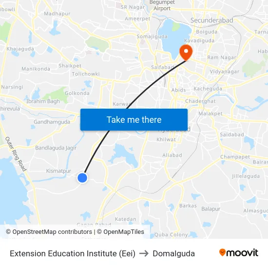 Extension Education Institute (Eei) to Domalguda map
