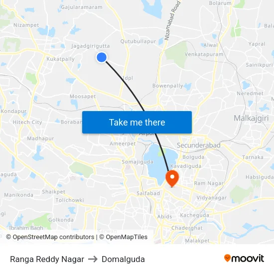 Ranga Reddy Nagar to Domalguda map