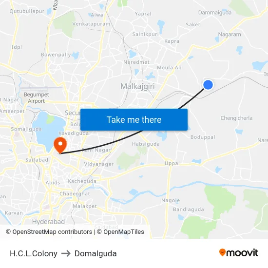 H.C.L.Colony to Domalguda map