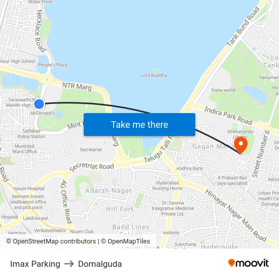 Imax Parking to Domalguda map
