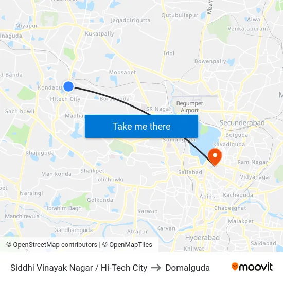 Siddhi Vinayak Nagar / Hi-Tech City to Domalguda map