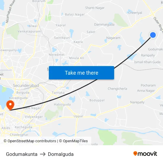 Godumakunta to Domalguda map