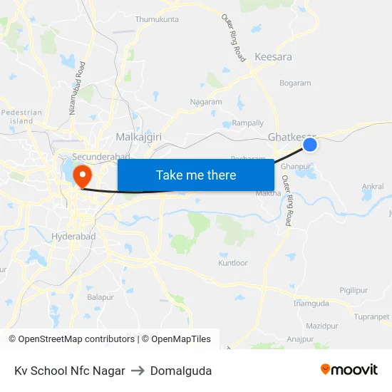 Kv School Nfc Nagar to Domalguda map