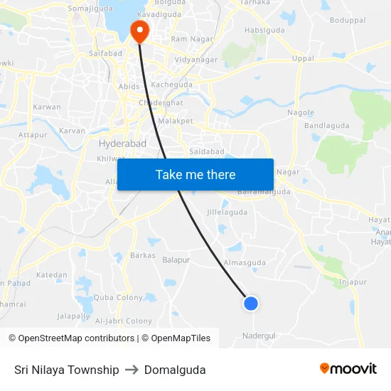 Sri Nilaya Township to Domalguda map