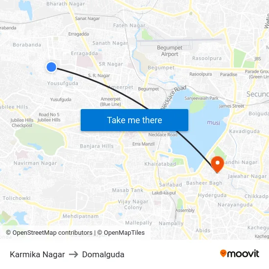 Karmika Nagar to Domalguda map