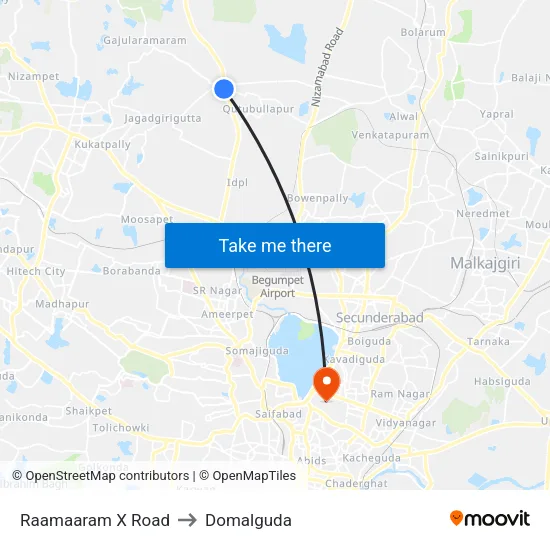 Raamaaram X Road to Domalguda map