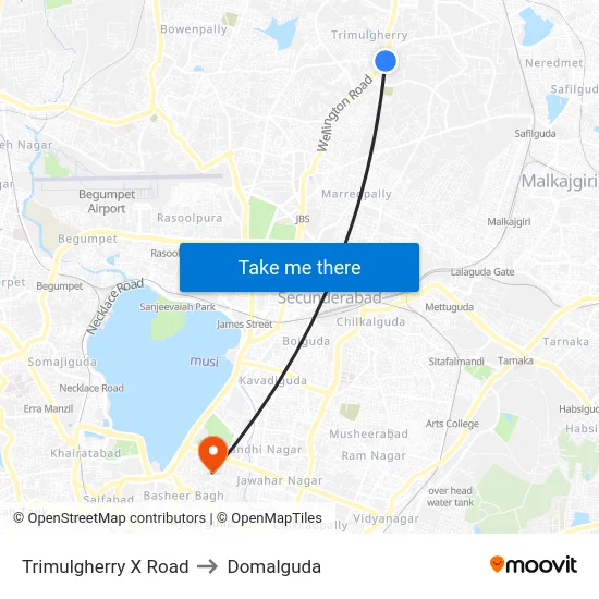 Trimulgherry X Road to Domalguda map