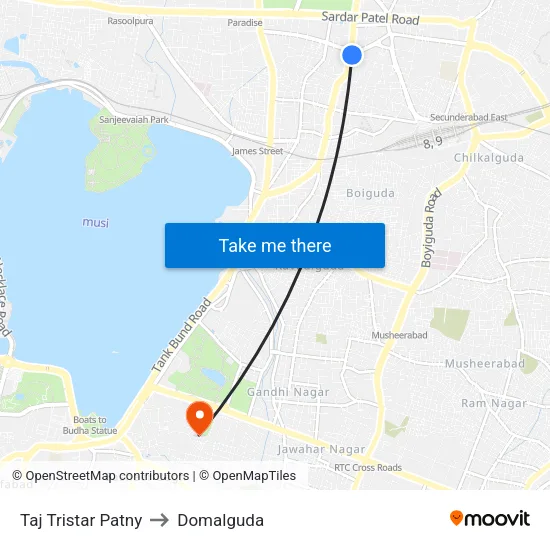 Taj Tristar Patny to Domalguda map
