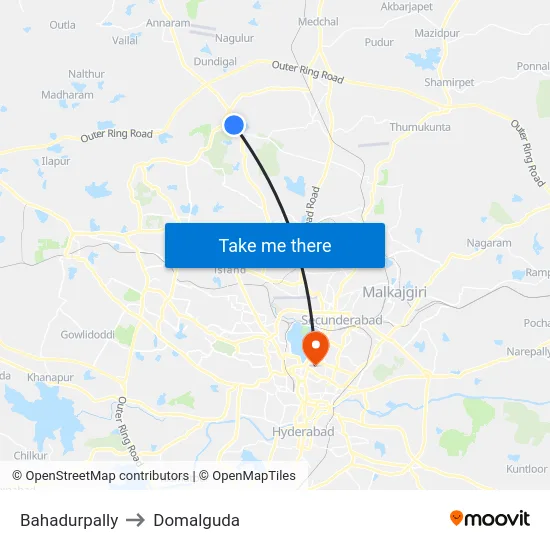 Bahadurpally to Domalguda map
