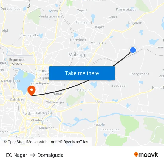 EC Nagar to Domalguda map