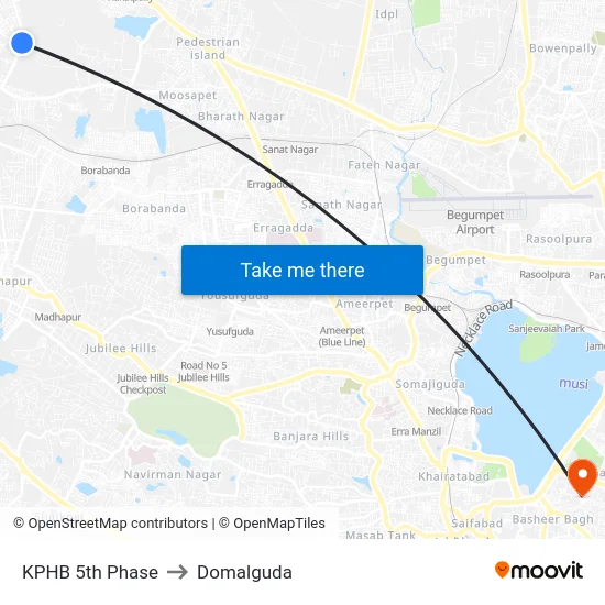 KPHB 5th Phase to Domalguda map