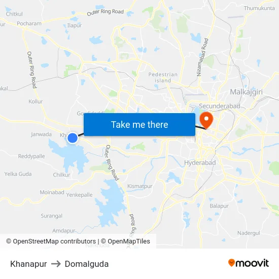 Khanapur to Domalguda map