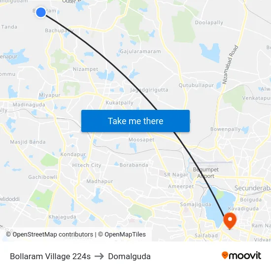 Bollaram Village 224s to Domalguda map