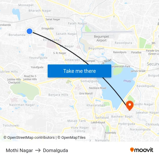 Mothi Nagar to Domalguda map