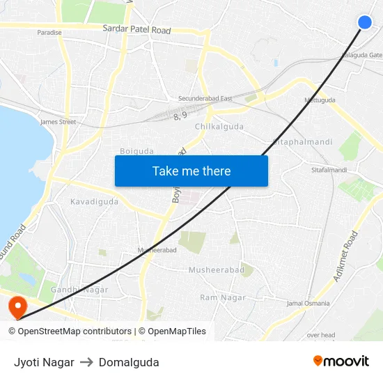 Jyoti Nagar to Domalguda map