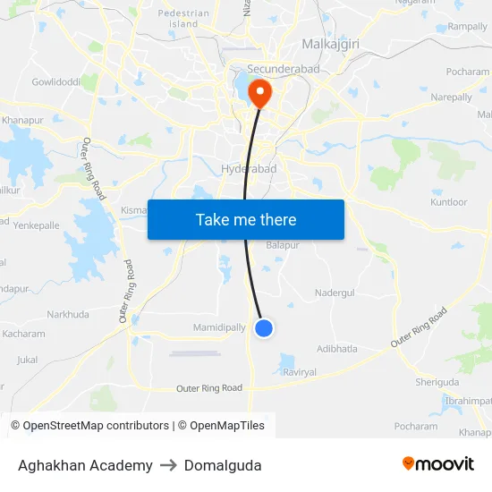 Aghakhan Academy to Domalguda map