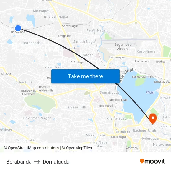 Borabanda to Domalguda map