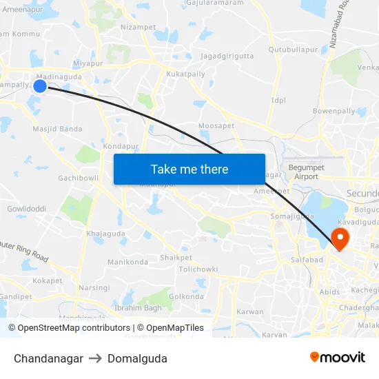 Chandanagar to Domalguda map