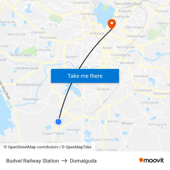 Budvel Railway Station to Domalguda map