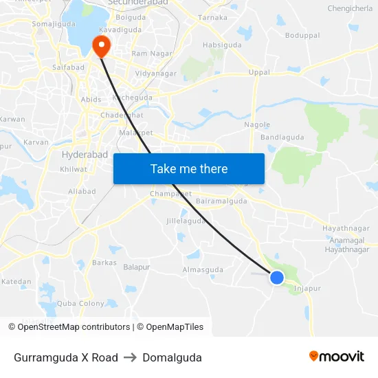 Gurramguda X Road to Domalguda map